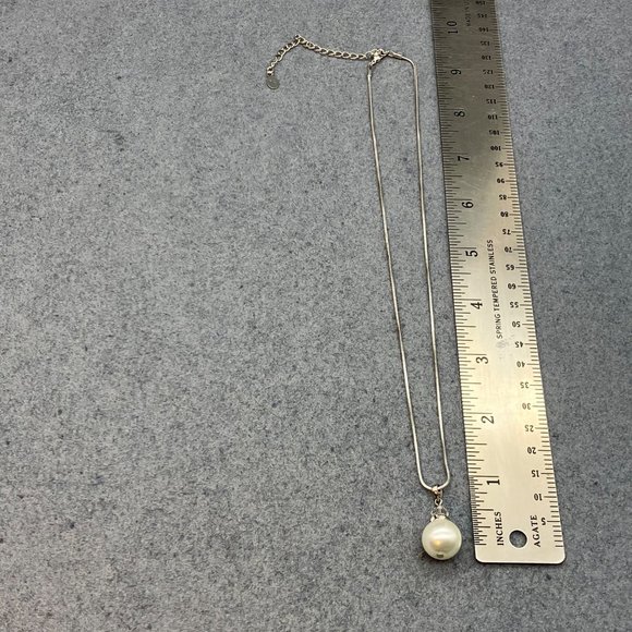 Charming Charlie Necklace Pearl Silver Slinky Chain Crystal Accent Granny Retro - Picture 6 of 8